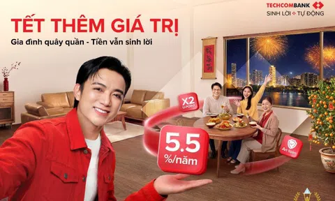 Khai xuân đón lộc: Tiền Tết sinh lời tự động tới 5,5% cùng Techcombank