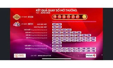 Cuối ngày 26-5, xổ số Vietlott có vé trúng giải hơn 83,3 tỉ đồng
