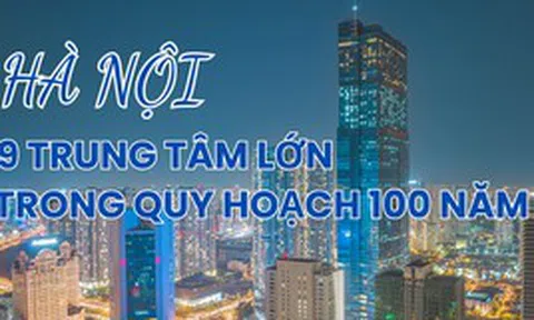 Infographic: 9 trung tâm đô thị lớn của Hà Nội trong quy hoạch 100 năm