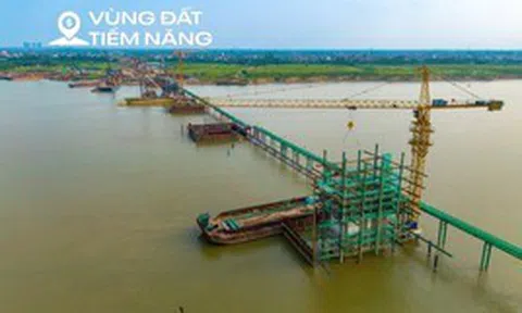 Ngắm cầu gần 10.000 tỷ xây nhanh bậc nhất Hà Nội, dự kiến hoàn thành trong chưa đầy 2 năm, kết nối đại đô thị của Vinhomes và Sun Group