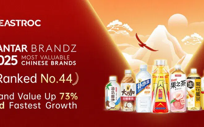 Đang dẫn đầu ngành về tốc độ tăng trưởng giá trị thương hiệu, đồ uống Đông Bằng xếp thứ 44 trong danh sách 100 Thương hiệu Trung Quốc Hàng đầu BRANDZ của Kantar.